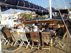 Trips; Turkey; Adnan Duvenci; Anne Schaaf; Linda Stone; Angelika Levien; Diane Sengstock; Evelyn (Evi) Char; Ruth Dorrough; Cheryl Whitehall; Dan Dorrough; Calvin Whitehall; Robert (Bob) Fulton; Gulet